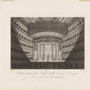 Antica incisione del Gran Teatro La Fenice di Venezia