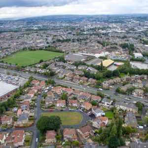 Panorama dall'alto della città di Bradford, nel Regno Unito